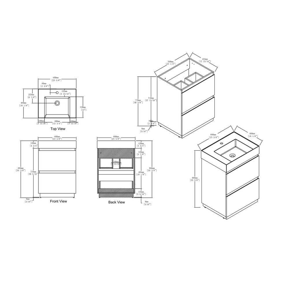 Staykiwi 22 in. Freestanding Bath Vanity Cabinet Without Top Unassembled (2)