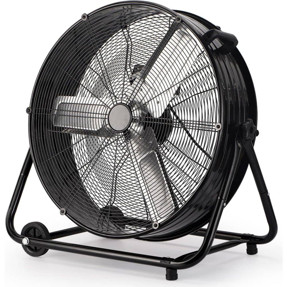 Atemomen 30 in. 3 fan speeds Drum Fan in Black with adjustable head