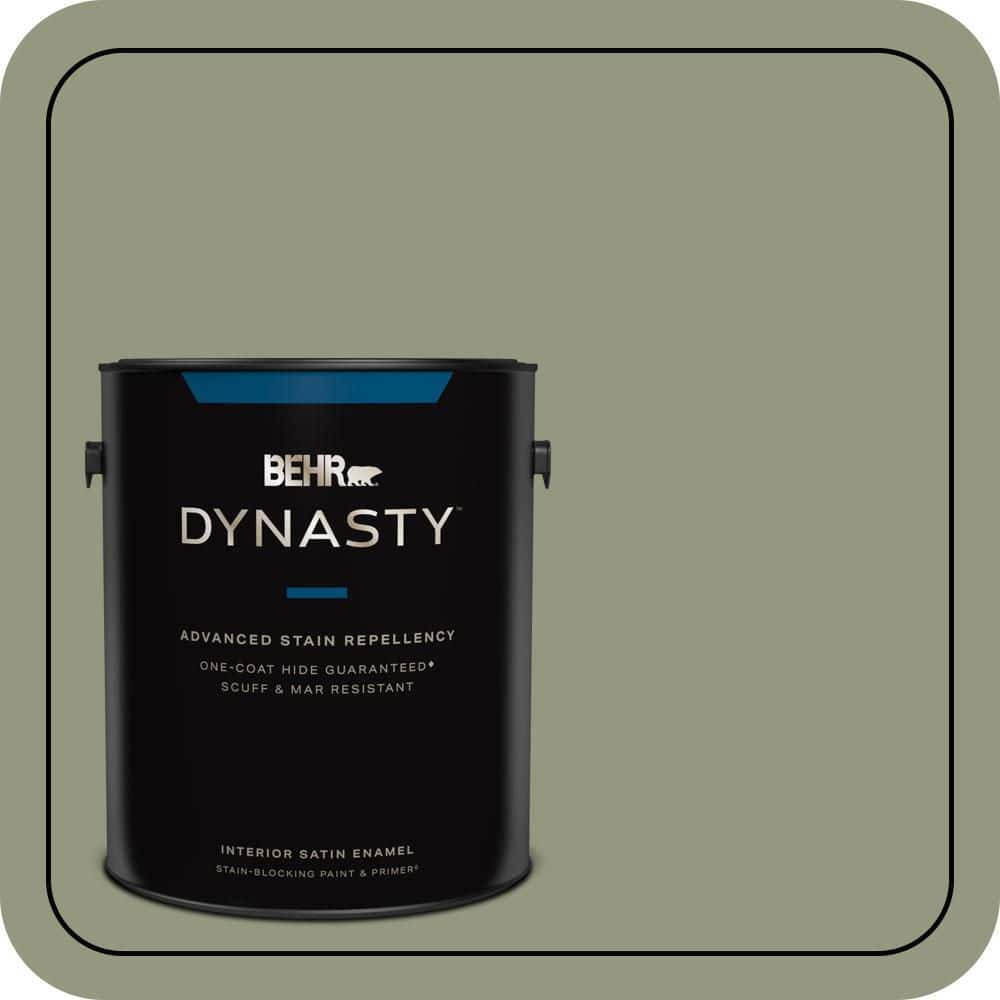 BEHR DYNASTY 1 gal. #S380-5 Milkweed Pod One-Coat Hide Satin Enamel Interior Stain-Blocking Paint & Primer