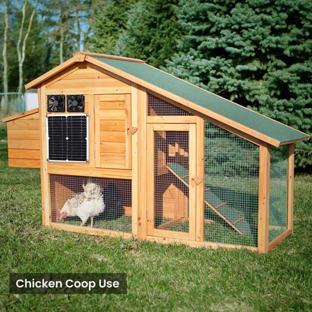 KIWDZFU 12W Solar Panel Fan Kit with Dual DC Fan for Greenhouses, Chicken Coops, Sheds, and Pet Houses (2)