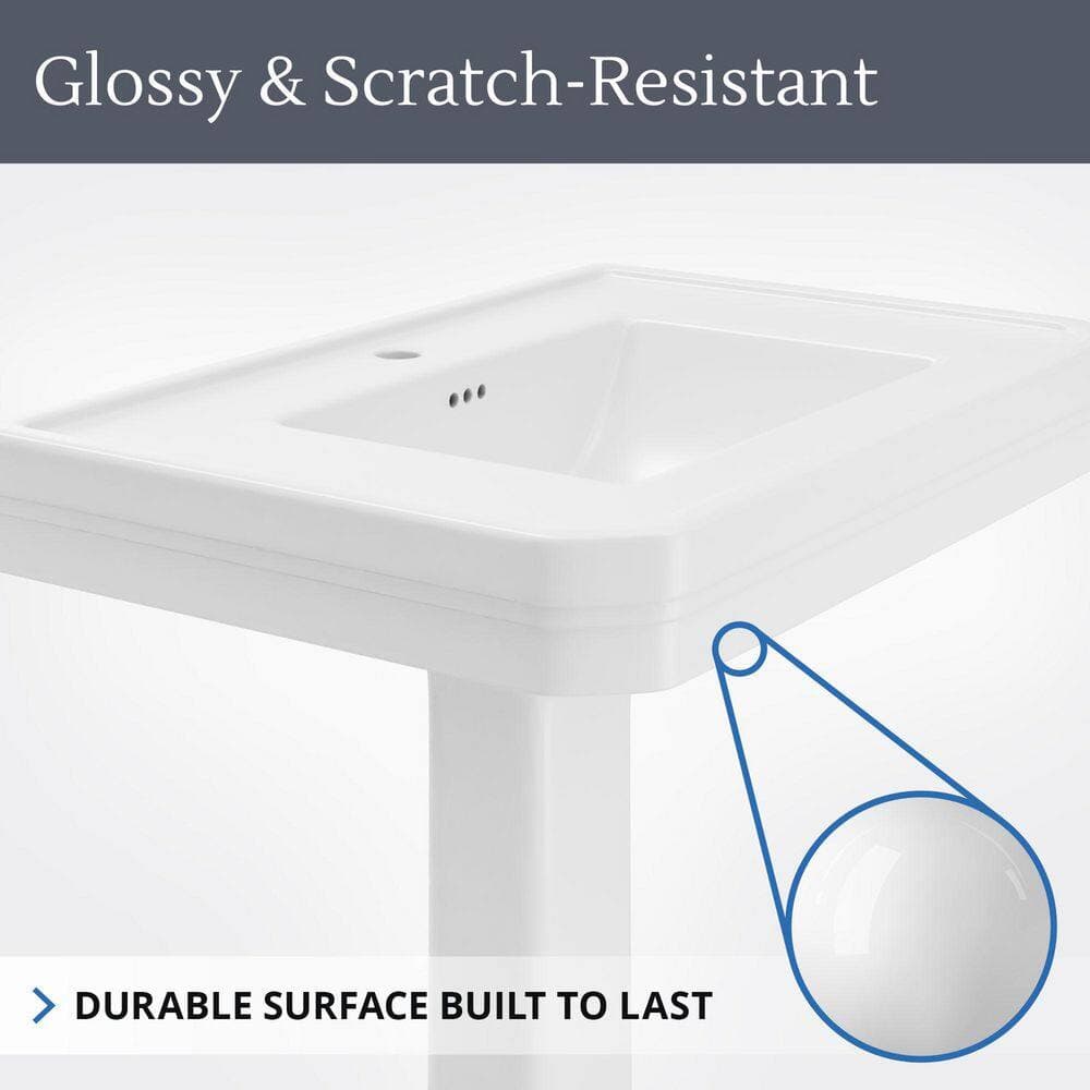 DreamLine Aqua 32 in. L x 22 in. W Pedestal Bathroom Sink Base in White Porcelain with 4 in. Faucet Drilling (2)