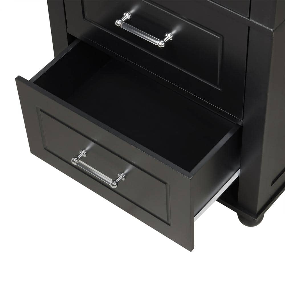 Tatahance 23 in. W 15.9 in. D 61.4 in. H MDF Freestanding Tall Linen Cabinet with 2-Drawers and Adjustable Shelf (3)