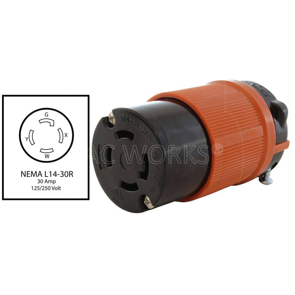 AC WORKS NEMA L14-30R 30A 125/250V 4-Prong Locking Female Connector with UL C-UL Listing (2)