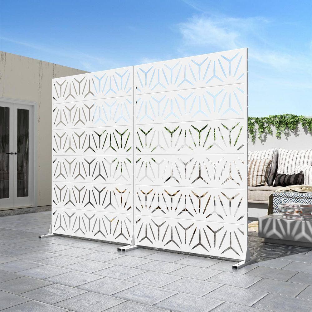 PexFix 72 in. 47 in. Outdoor Metal Galvanized Privacy Screen Fence Garden Panels (2)