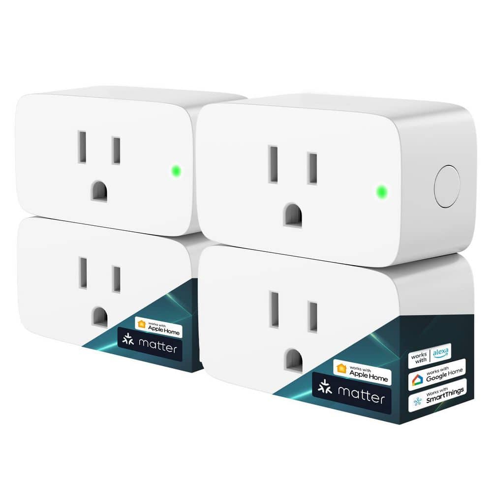 Aoibox 15A 1800W 2. 4G Wi-Fi Smart Plug Timer Remote Control Voice Compatible with Apple Home Alexa Google 4 Pack (1)