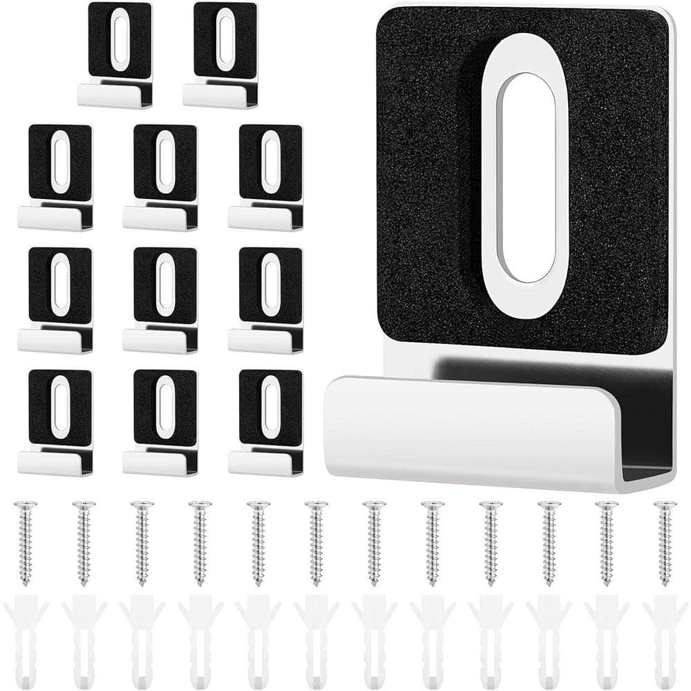 Adrinfly Silver Metal Mirror Holder Clips 12 Pack Heavy Duty Frameless Mounting Kit with Screws for Various Applications