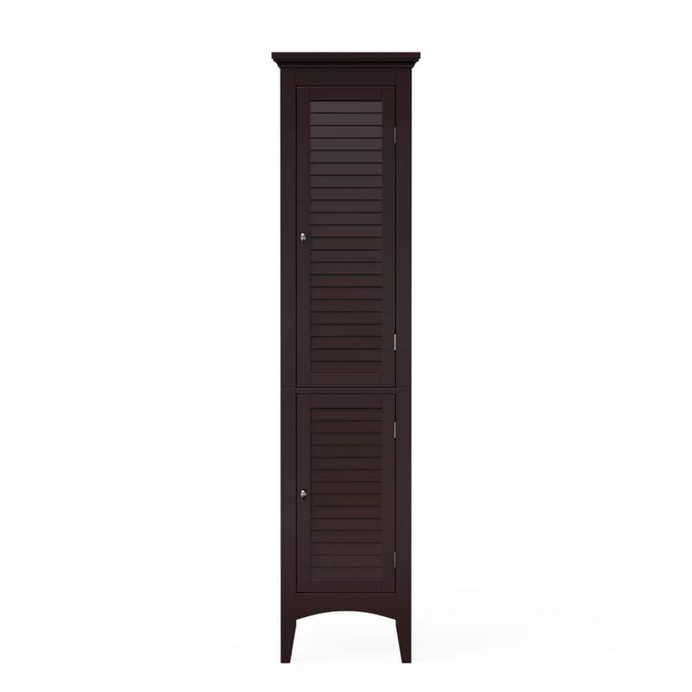 Teamson Home Glancy 15 in. W 63 in. H 13 in. D Freestanding Slim Linen Storage Tower Cabinet, Dark Brown