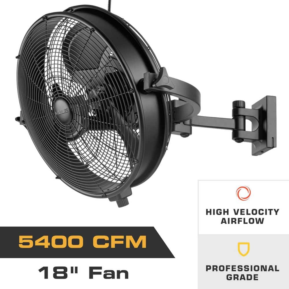 MULE Wall Mount 18 in. Wet Rated XL Matte Black Outdoor Fan with Omni Reach Arm (3)
