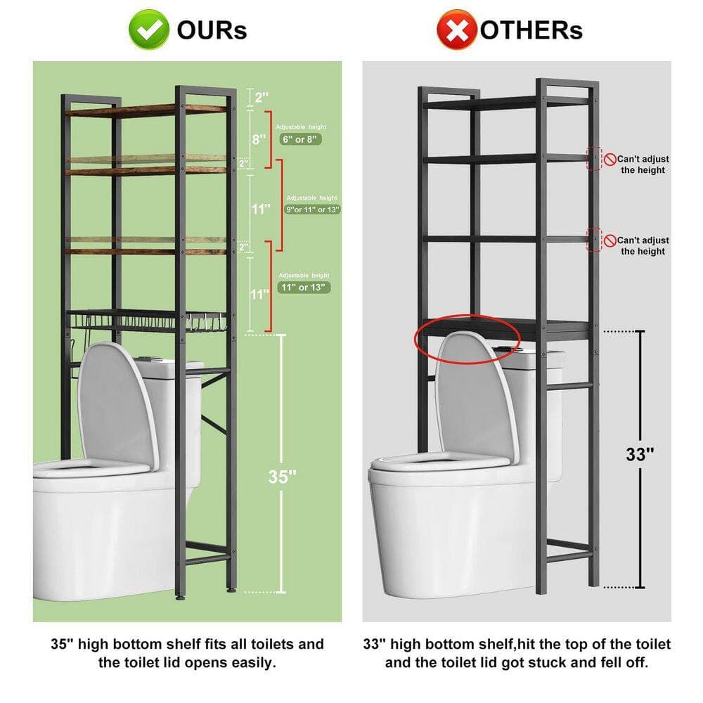 Wudkey Rustproof 23.82 in. W x 68.11 in. H x 9.84 in. D Metal H-Shape Shelf in Brown, Freestanding Space Saver Bathroom Shelves (2)