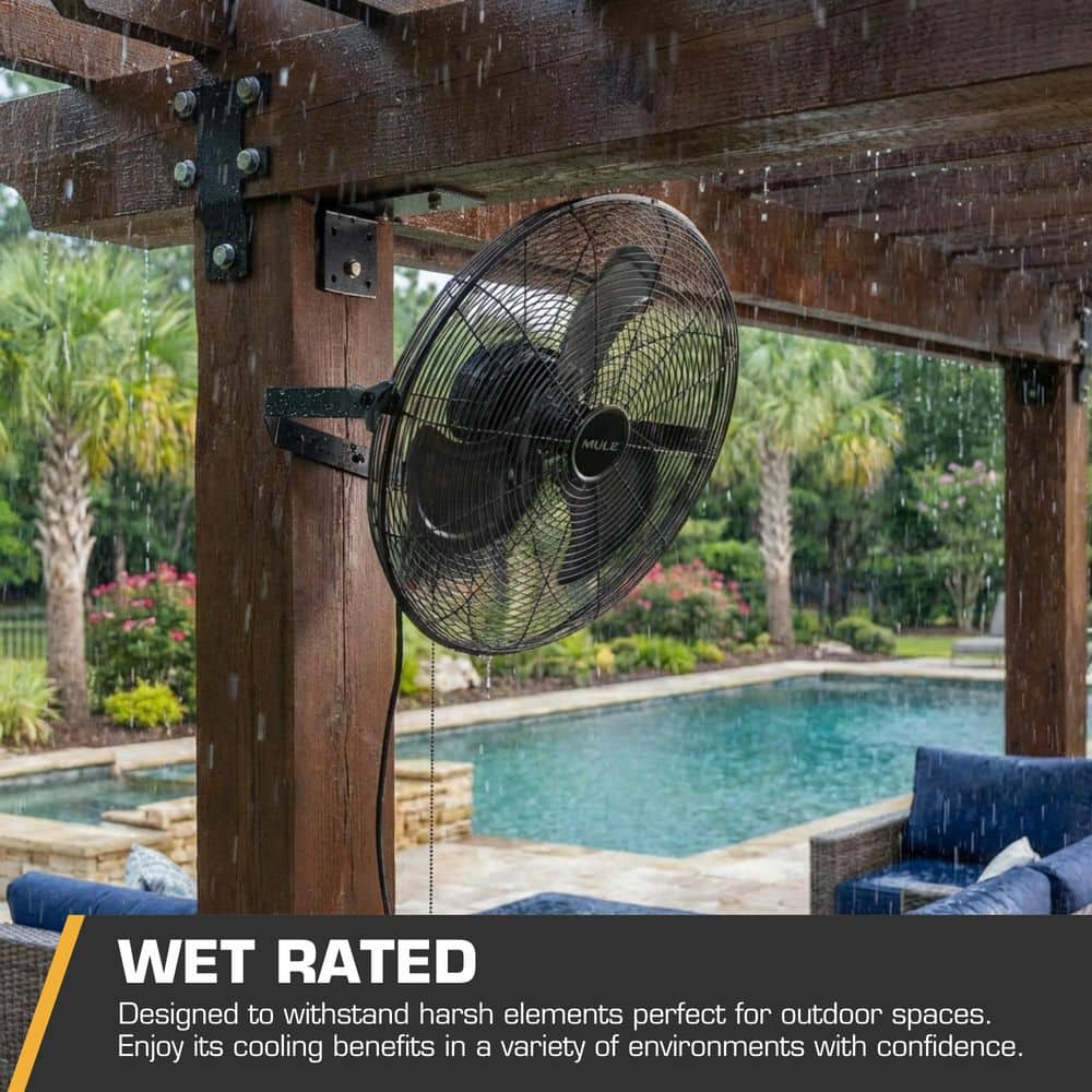 MULE Wall Mount Heavy Duty Outdoor 20 in. Matte Black 3-Blade Wall Fan (2)