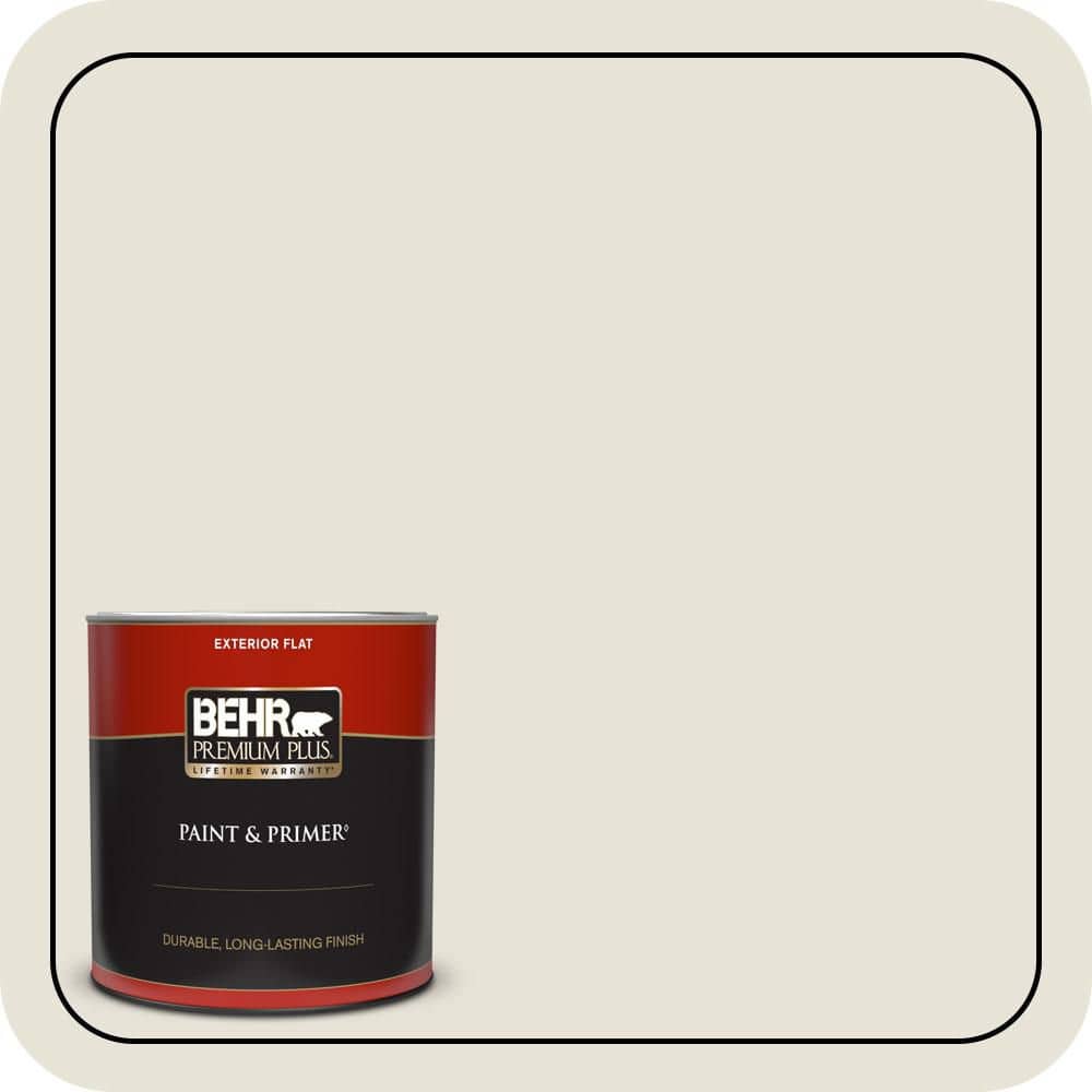 BEHR PREMIUM PLUS 1 qt. #PWN-60 French Chateau Flat Exterior Paint & Primer (1)