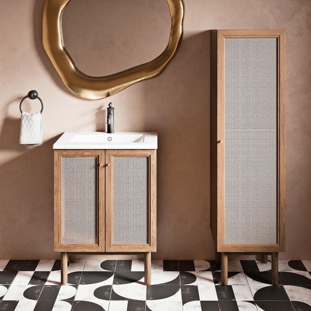 Swiss Madison Classe 15 in. W x 15 in. D x 60 in. H Brown MDF Linen Cabinet in Oak (1)