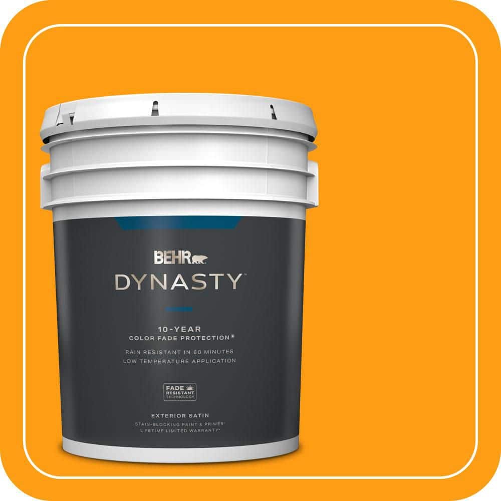 BEHR DYNASTY 5 gal. #S-G-290 Orange Peel Satin Enamel Exterior Stain-Blocking Paint & Primer