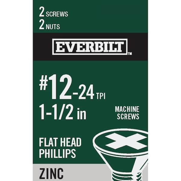 Everbilt #12-24 x 1-1/2 in. Phillips Flat Head Zinc Plated Machine Screw (2-Pack) (2)
