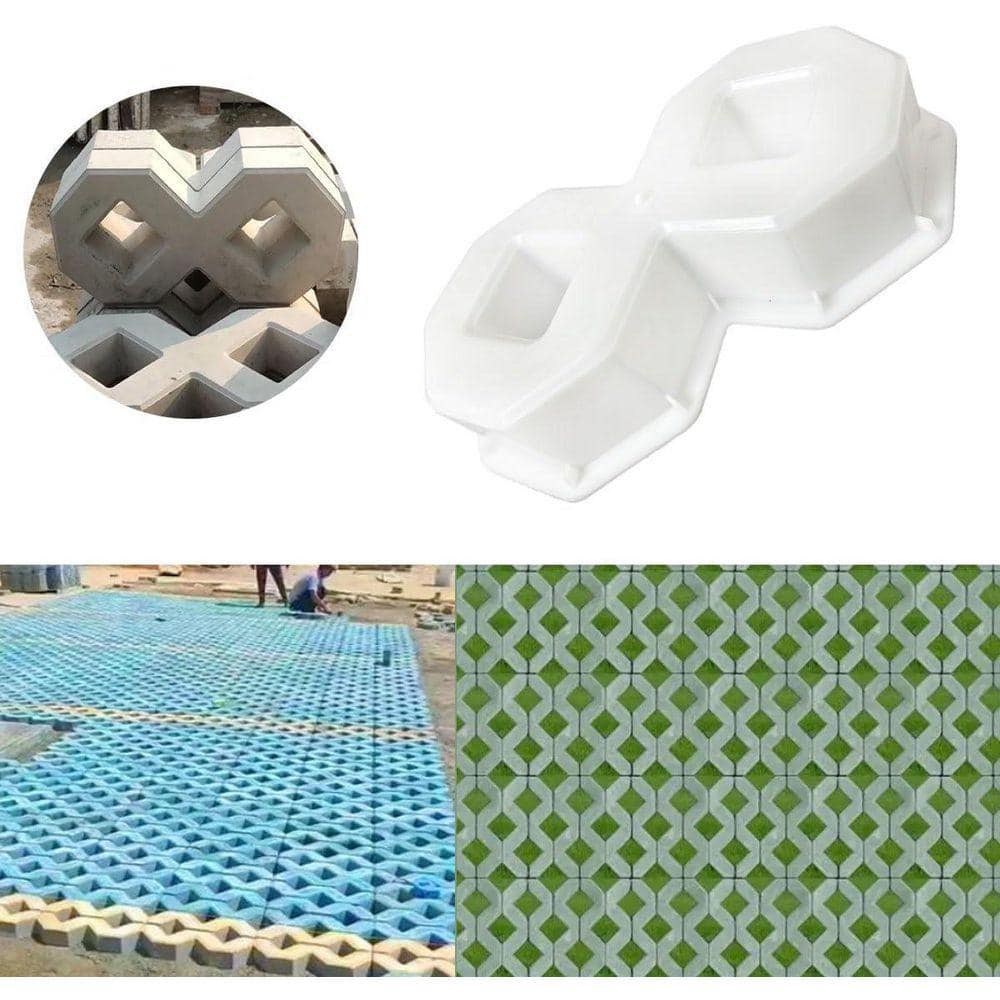KIWDZFU 16.92 x 16.92 x 2.75 in. Reusable Plastic Grass Paver Hollow Brick Concrete Mold for Driveways and Landscaping (3)