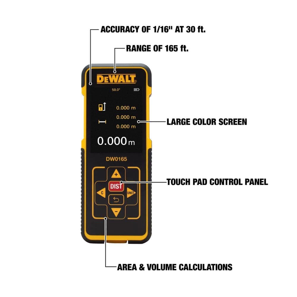 DEWALT 165 ft. Color Screen Laser Distance Measurer (2)