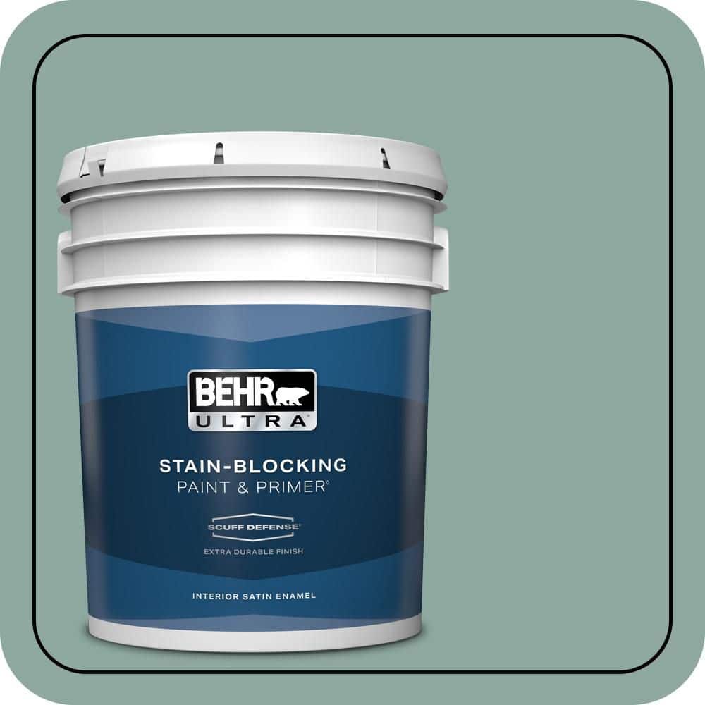 BEHR ULTRA 5 gal. #S430-4 Green Meets Blue Extra Durable Satin Enamel Interior Paint & Primer