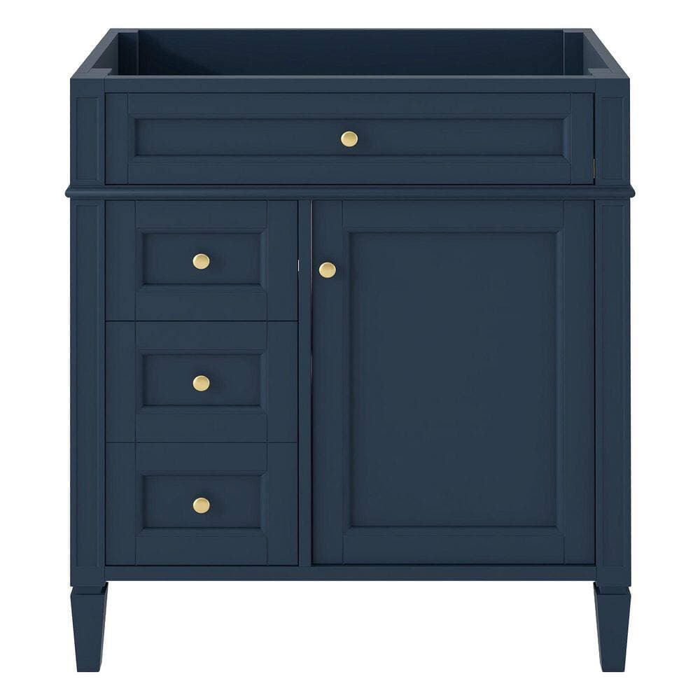 30 in. Bath Vanity Cabinet without Top in Blue, Solid Wood Modern Bathroom Storage Cabinet with 2 Drawers (3)