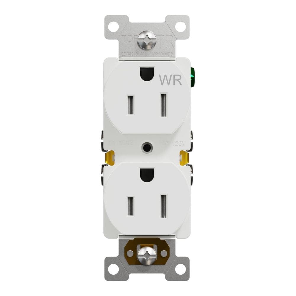 Square D X Series 15 Amp 125-Volt Weather Resistant Outdoor Tamper Resistant Duplex Outlet Back Wire Matte White