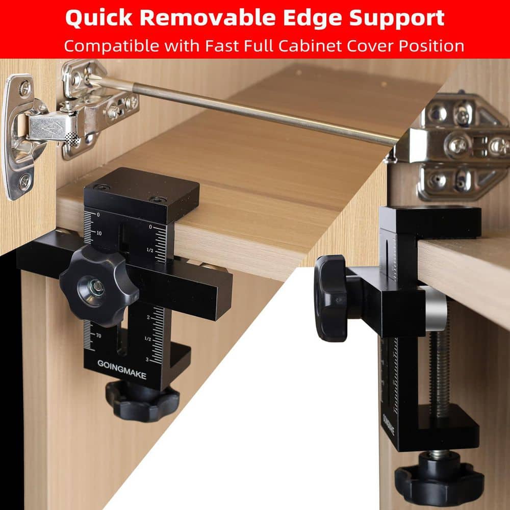 Numhew Adjustable Cabinet Door Mounting Jig with Quick Edge Positioner, Cabinet Door Positioning Tool Jig (2)