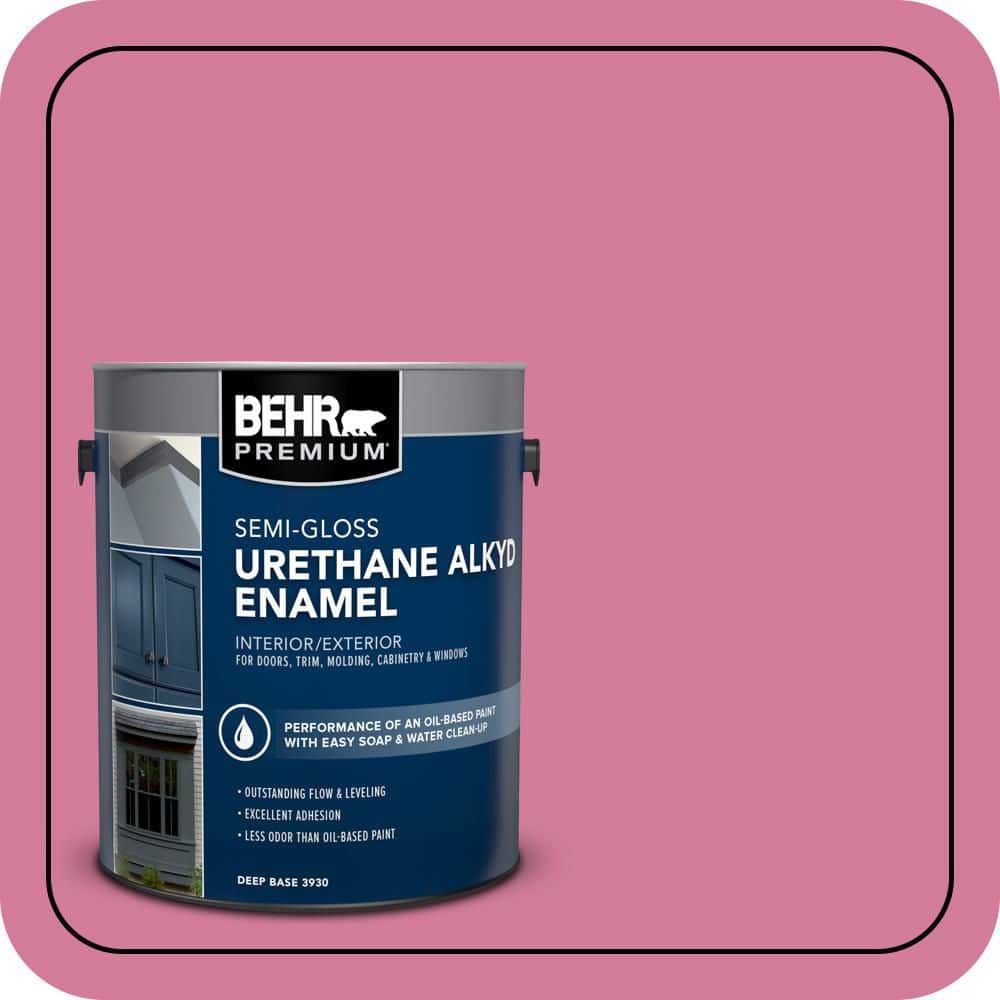 BEHR PREMIUM 1 gal. #P130-5 Little Bow Pink Urethane Alkyd Semi-Gloss Enamel Interior/Exterior Paint (1)
