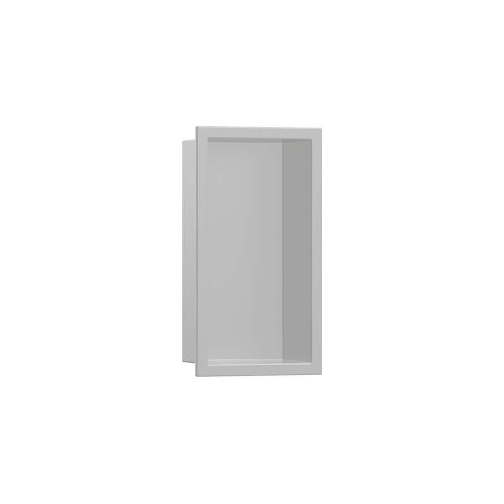 Hansgrohe XtraStoris Original 9 in. W x 15 in. H x 4 in. D Stainless Steel Shower Niche in Concrete Grey (1)