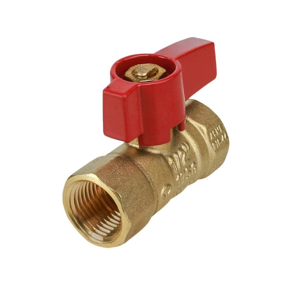 PLUMBFLEX Brass Gas Ball Valve with Red Aluminum Alloy Handle (Pack of 5) (2)