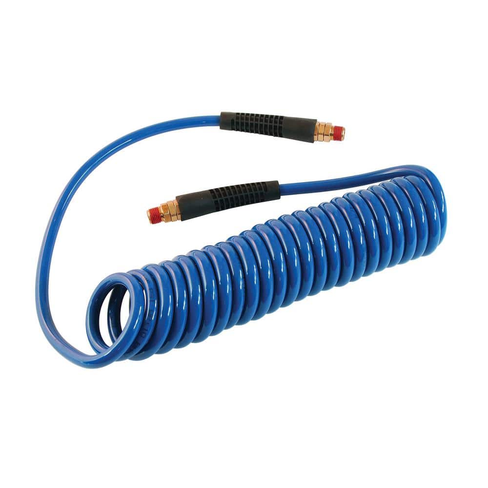Primefit Polyurethane Recoil Air Hose 1/4 in. x 15 ft. with Field Repairable Swivel Ends (1)