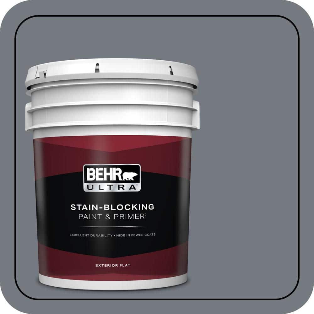 BEHR ULTRA 5 gal. #N510-5 Liquid Mercury color Flat Exterior Paint & Primer