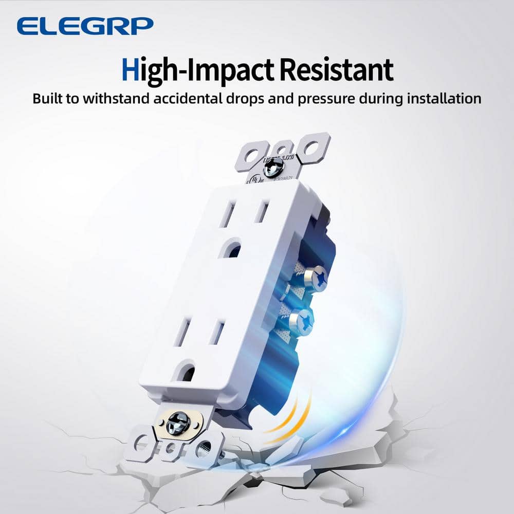 ELEGRP Decorative 15 Amp 125-Volt Residential Grade Self Grounding Outlet, Glossy White (10-Pack) (3)