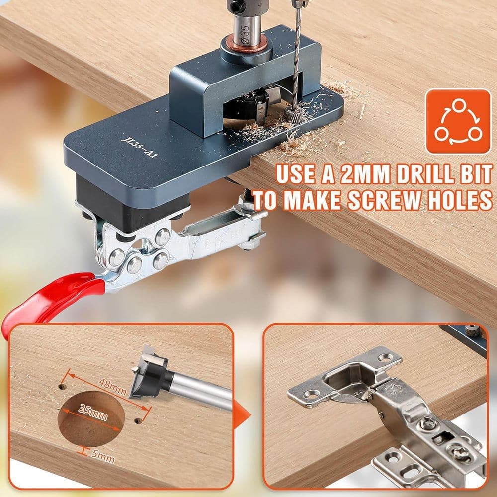 Unbranded 35MM Aluminum Alloy Concealed Hinge Jig with Quick Clamp Accurate Drill Guide for Cabinets Doors Hinges (1-Pack) (2)