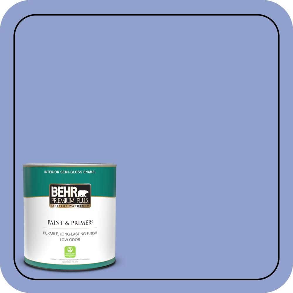 BEHR PREMIUM PLUS 1 qt. #600B-4 Pageant Song Semi-Gloss Enamel Low Odor Interior Paint & Primer