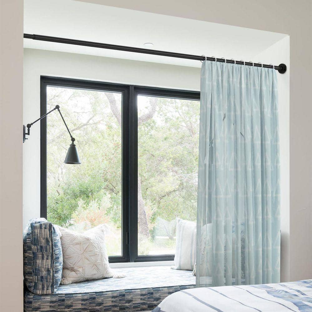 Lynzavix 75 in. Stainless Steel Adjustable Tension Shower Curtain Rod No Drilling No Slip in Black (3)
