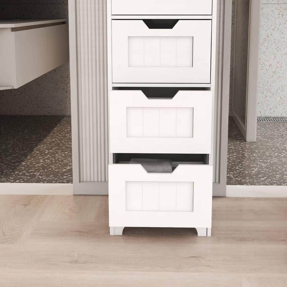 Unbranded 11.81 in. W x 11.81 in. D x 32.28 in. H Bathroom White Linen Cabinet (3)