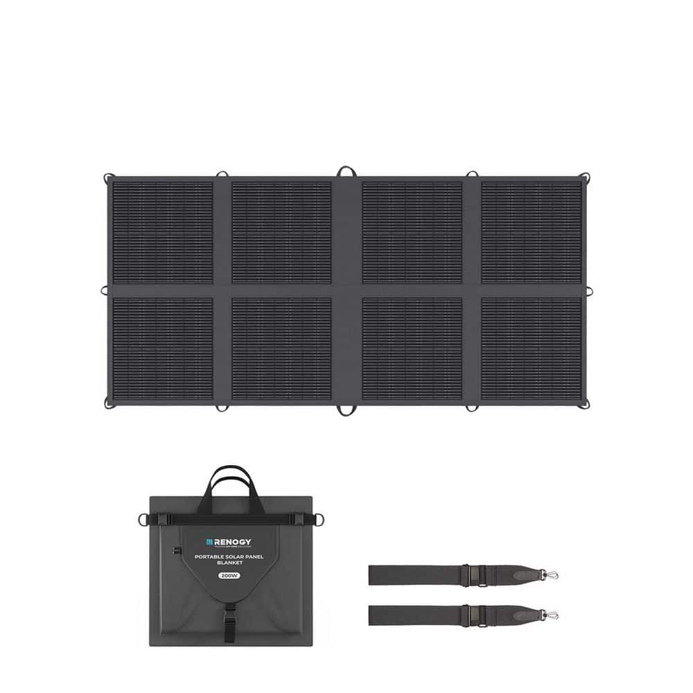 Renogy 200-Watt Monocrystalline Portable Solar Panel Foldable Single Solar Blanket Backup Power 25% Efficiency,IP65,3 USB Ports (1)