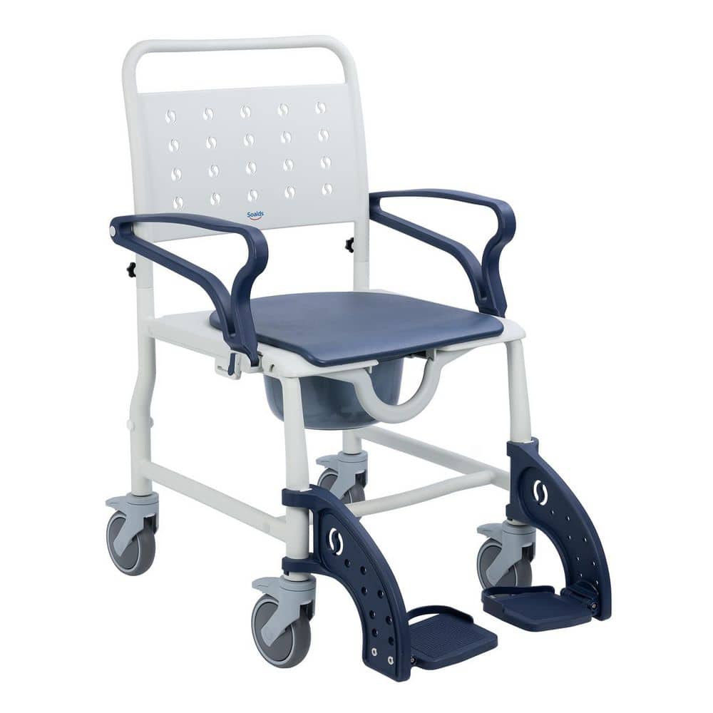 Numhew 4-in-1 Rolling Shower Chair with Wheels for Elderly and Disabled Adults, Padded Toilet Seat, Bedside Commode