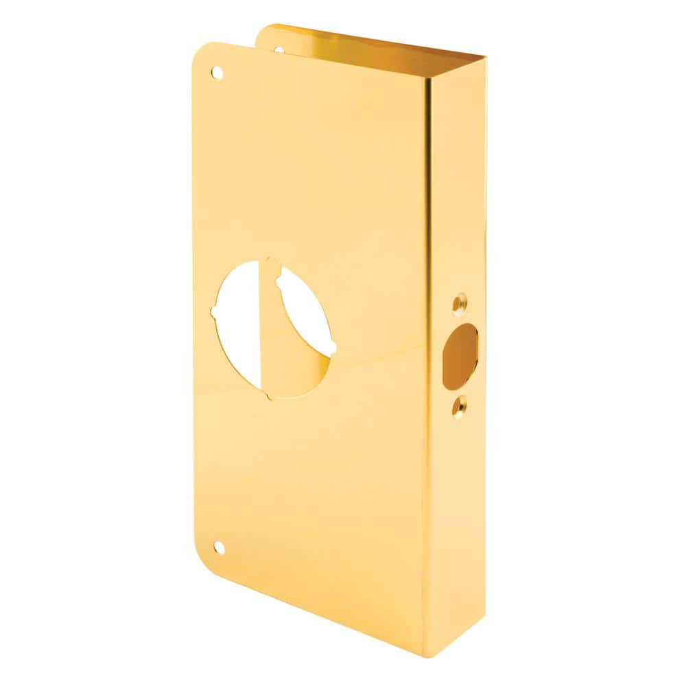 Prime-Line 1-3/8 in. x 9 in. Thick Solid Brass Lock and Door Reinforcer, 2-1/8 in. Single Bore, 2-3/4 in. Backset (1)