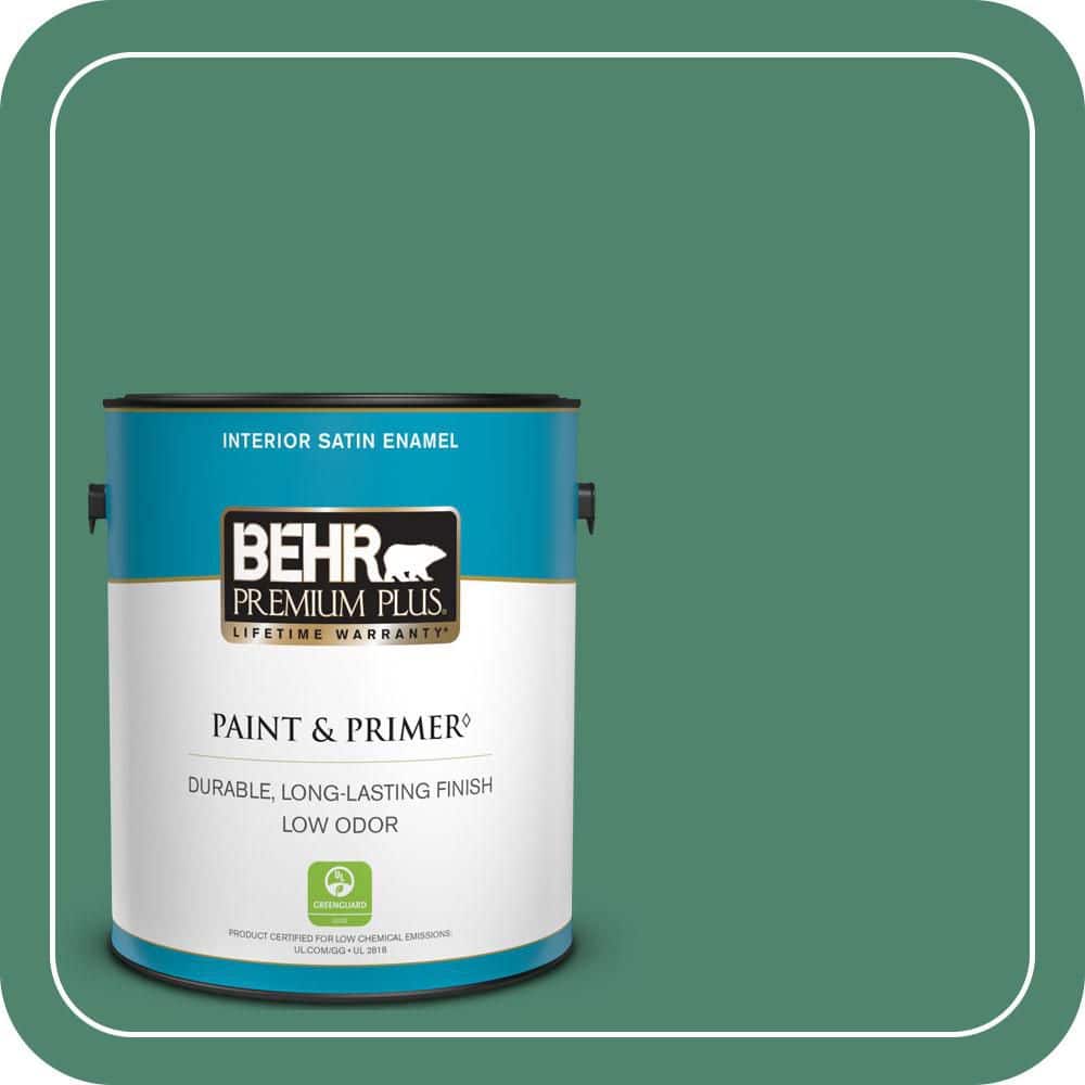 BEHR PREMIUM PLUS 1 gal. #480D-6 Billiard Room Satin Enamel Low Odor Interior Paint & Primer