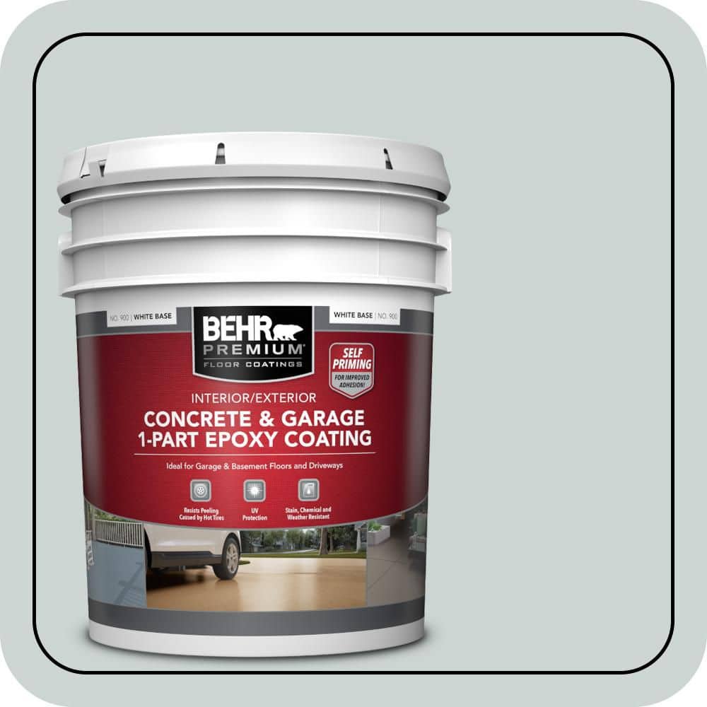 BEHR PREMIUM 5 gal. #ECC-34-1 Pacific Mist Self-Priming 1-Part Epoxy Satin Interior/Exterior Concrete and Garage Floor Paint (1)