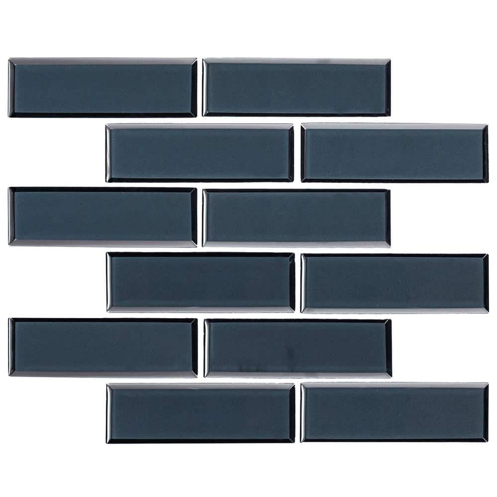 MSI Vague Blue Beveled Subway 12 in. x 12 in. x 0.24 in. Glass Mesh-Mounted Mosaic Wall Tile (14.4 sq. ft./Case)