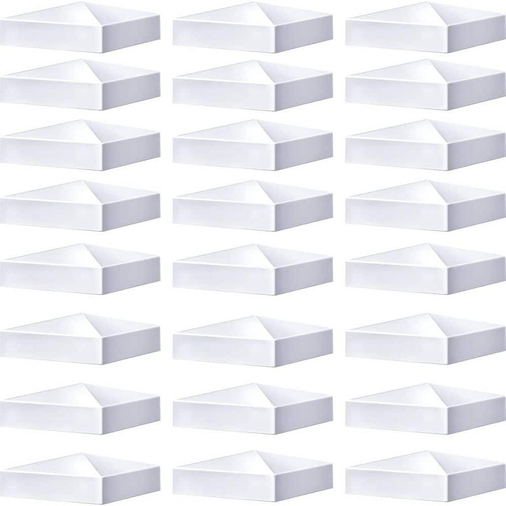Afoxsos White PVC Vinyl Pyramid Top Fence and Deck Post Caps Weather Resistant No Fasteners Needed (24-Pack) (1)