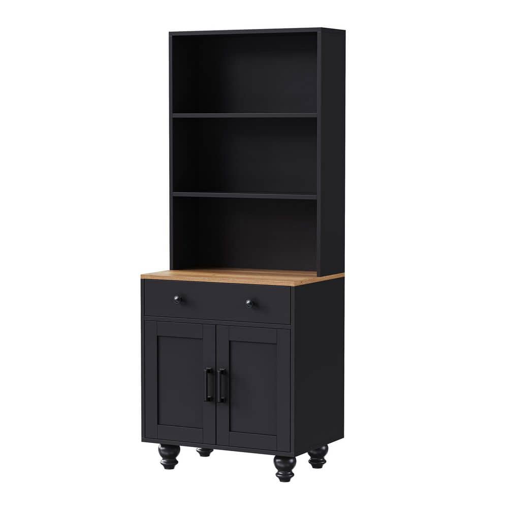 Ximuprmy Farmhouse 24 in. W 16 in. D 63 in. H Wood Freestanding Linen Cabinet with Adjustable Shelves and 1-Drawer (3)