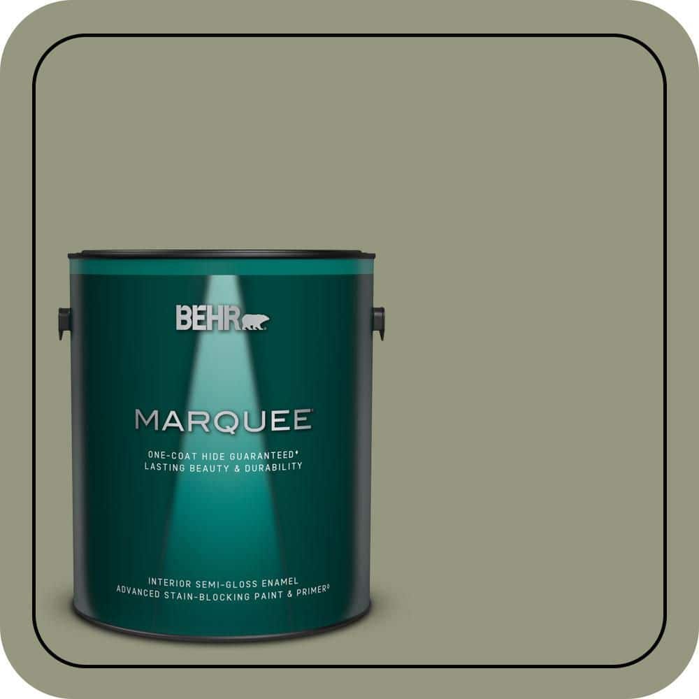 BEHR MARQUEE 1 gal. #S380-5 Milkweed Pod One-Coat Hide Semi-Gloss Enamel Interior Paint & Primer