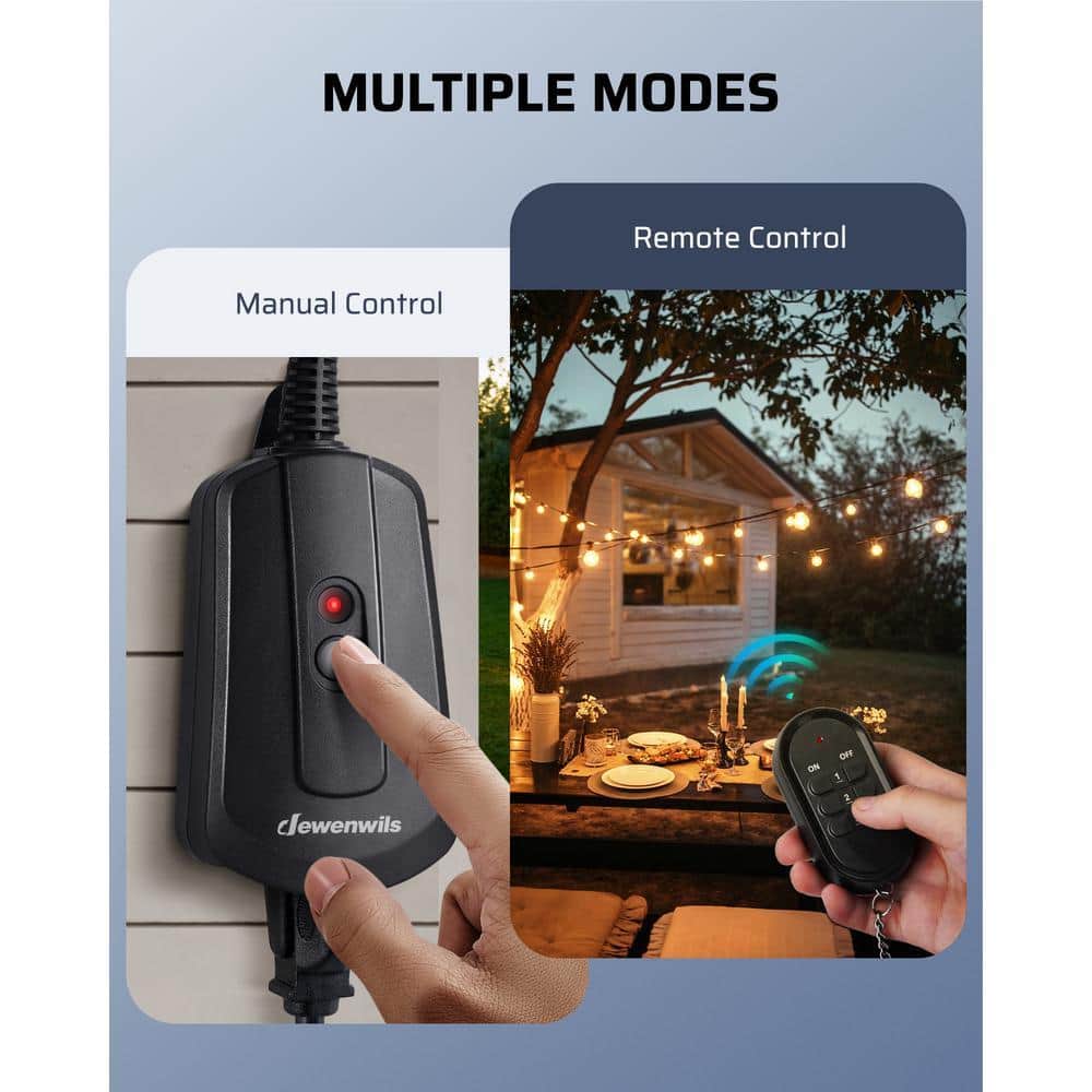 DEWENWILS Outdoor Wireless Switch Remote Control Outlet Set, Black (2)