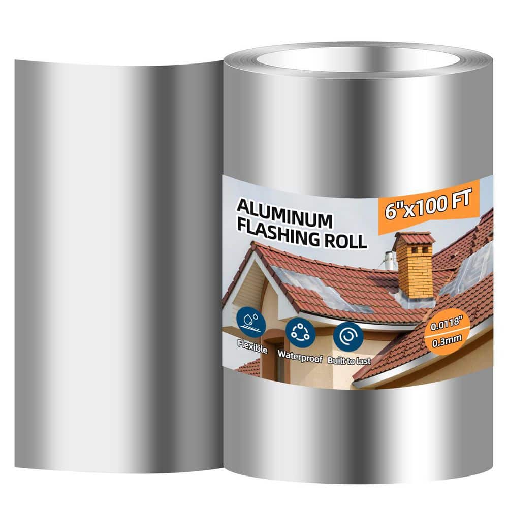 Laybus 6 in. x 100 ft. Aluminum Roll Flashing, Metal Roofing Roll for Roof, and Roof Strip for Moss and Mildew Prevention