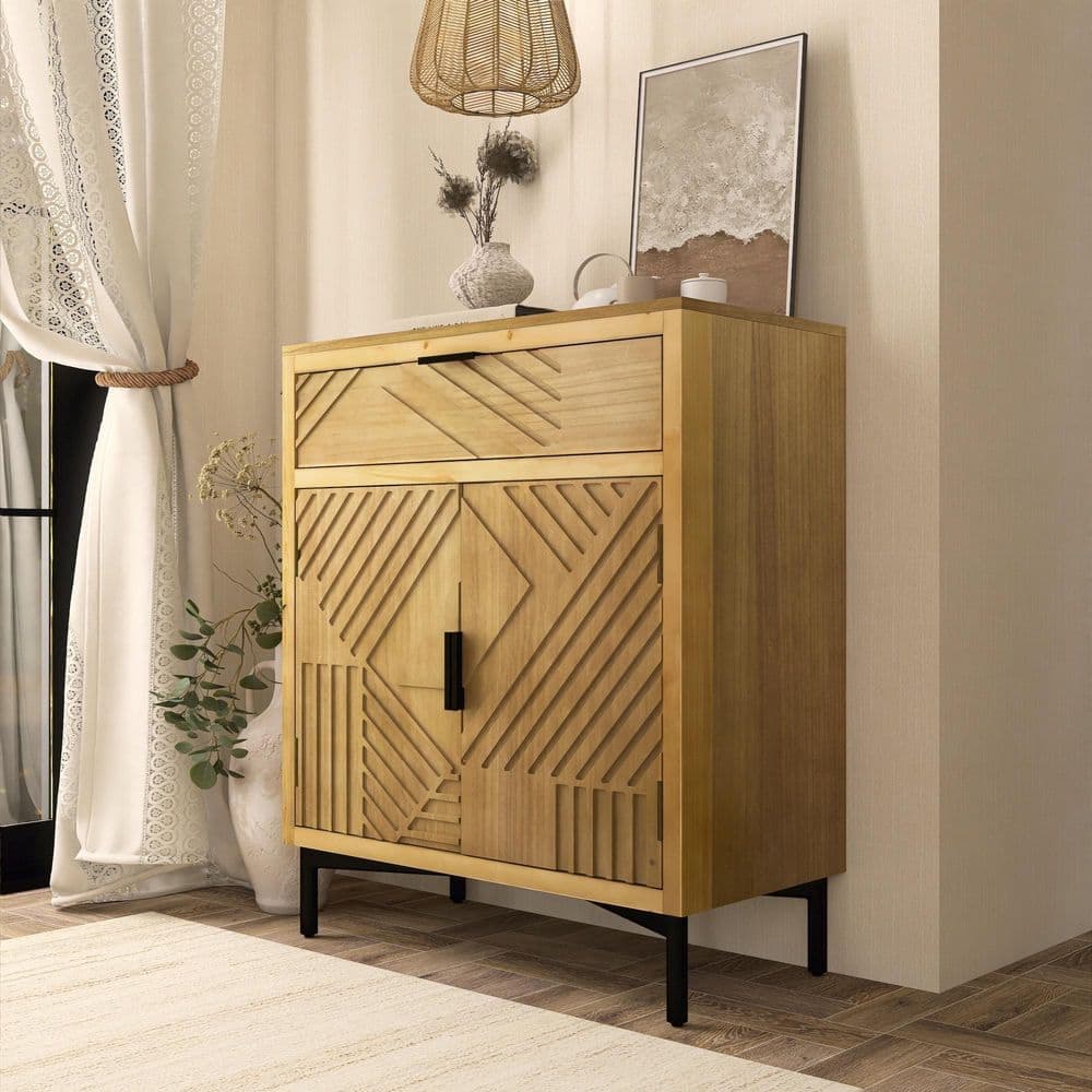 Boosicavelly 32 in. W x 14 in. D x 32 in. H Natural Brown Linen Cabinet (3)