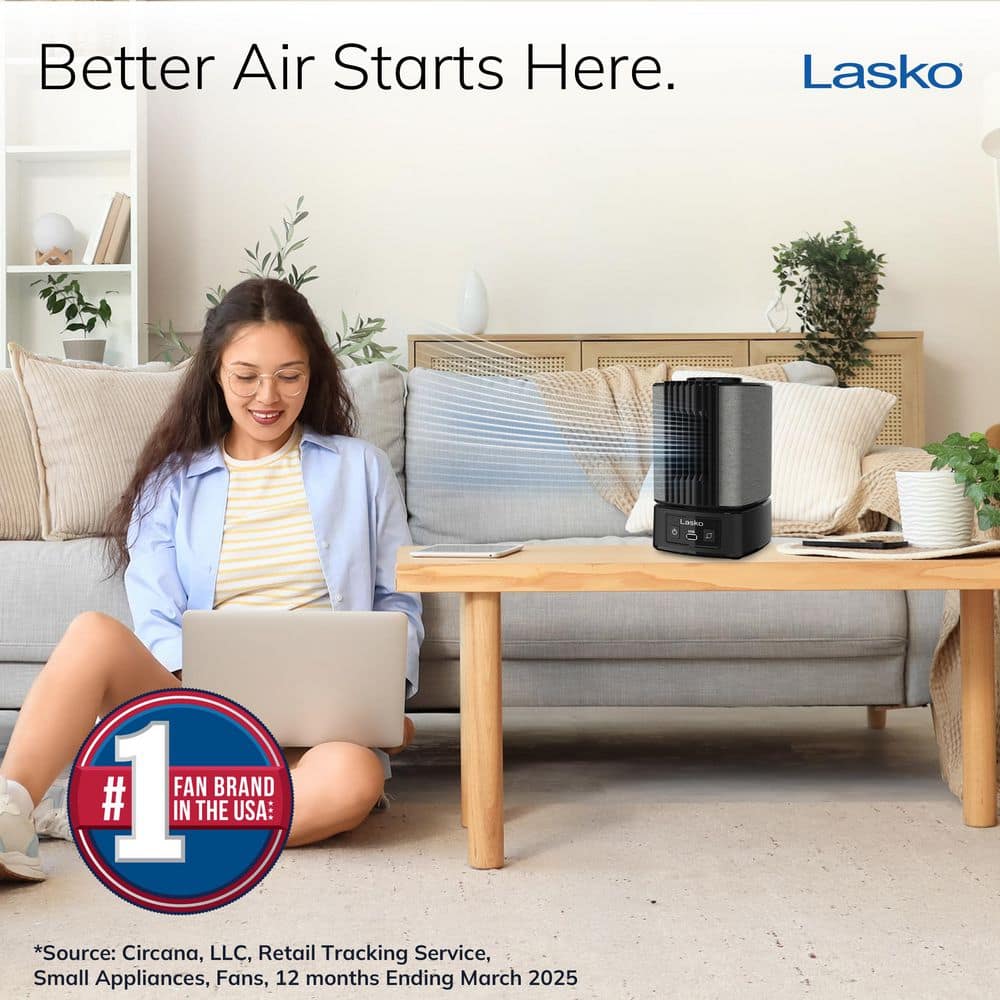 Lasko Slumber Breeze 8.3 in. 2-in-1 Oscillating Black Personal Fan with 5 White Noise Profiles (2)