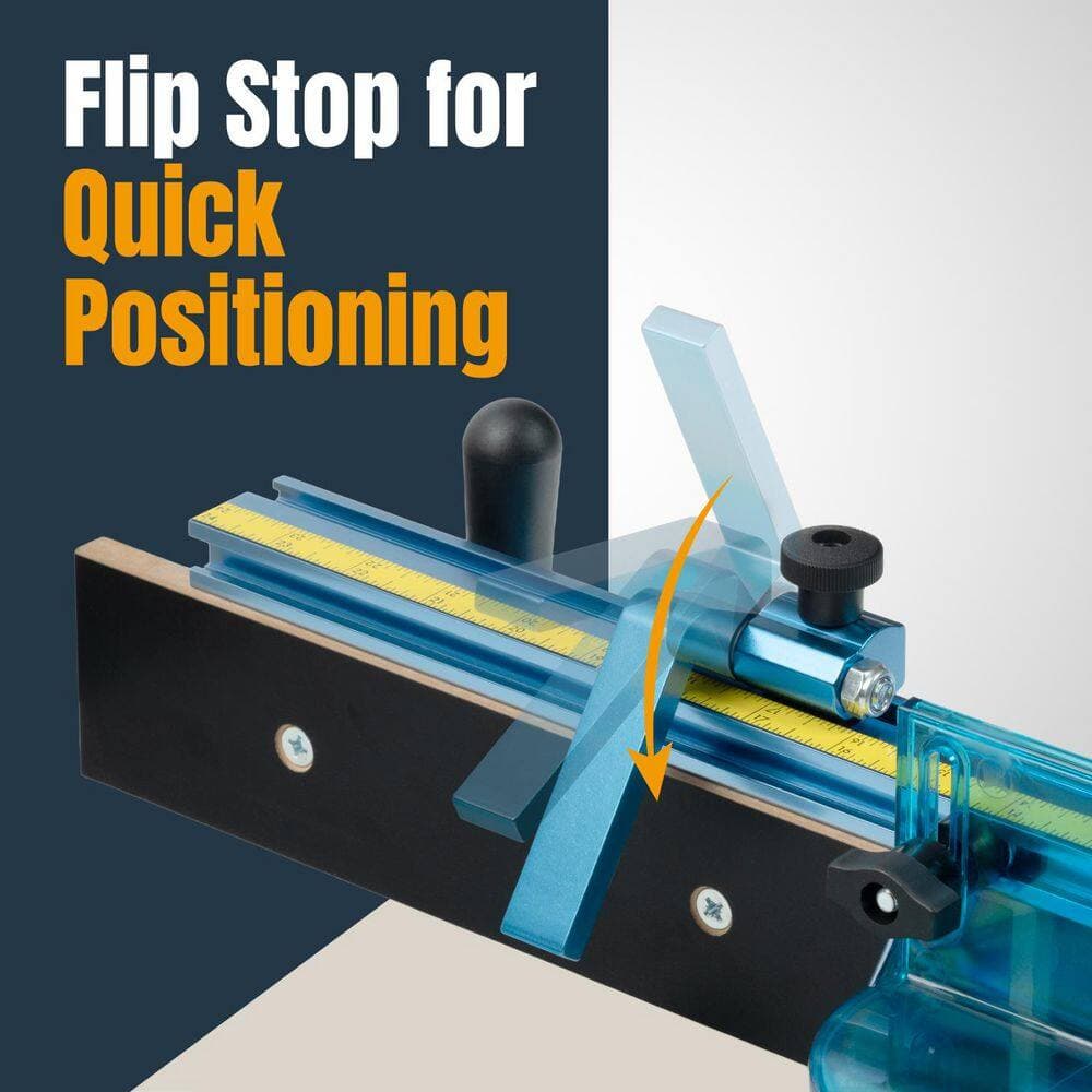 ‎POWERTEC 24 in. x 2 Double-Cut Profile Universal T track with 3 in. T track Flip Stop (3)
