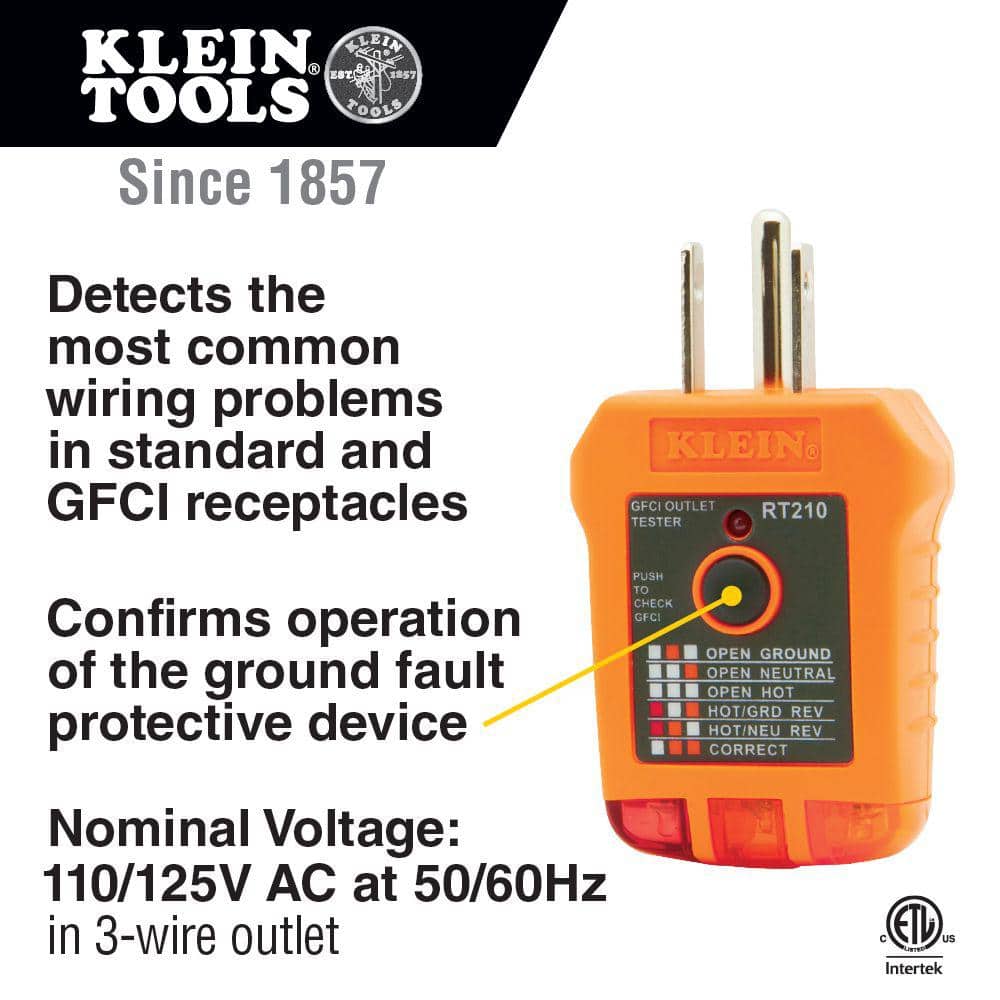 Klein Tools 2-Piece Non-Contact Voltage Tester with Laser Pointer and GFCI Outlet Tester Tool Set (3)