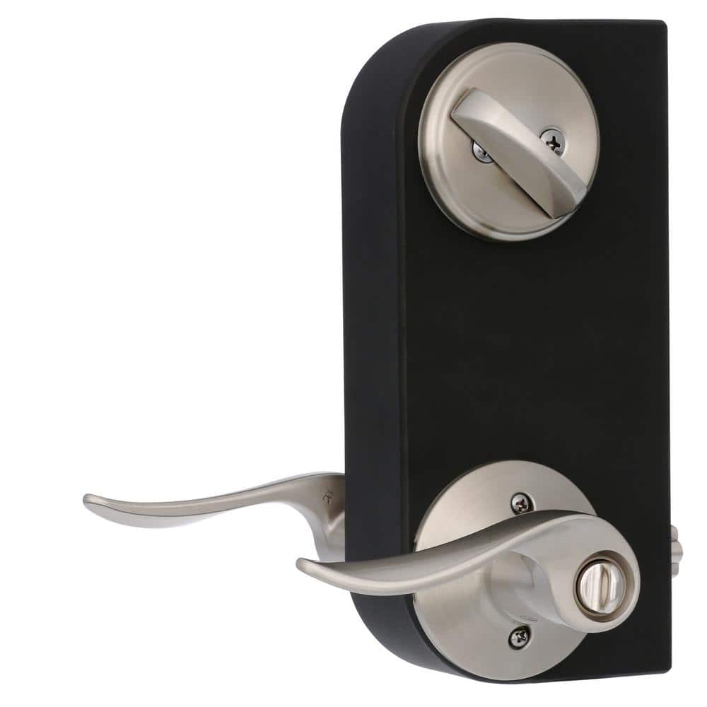 Schlage Sacramento Satin Nickel Single Cylinder Deadbolt and Keyed Entry Door Handle Combo Pack (2)